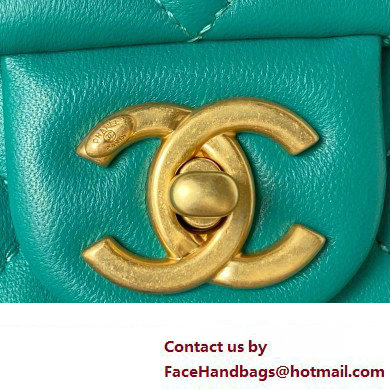 Chanel Lambskin  &  Gold-Tone Metal small flap bag green AS4231 2023